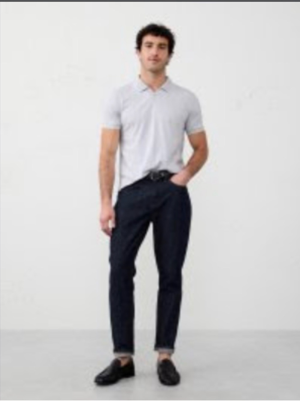 Banana Republic Light Gray Heather Polo Shirt